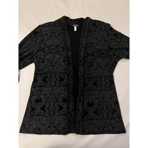 Made In Heaven Blazer Jacket Women's XL Black Paisley Floral Acetate Vintage‎